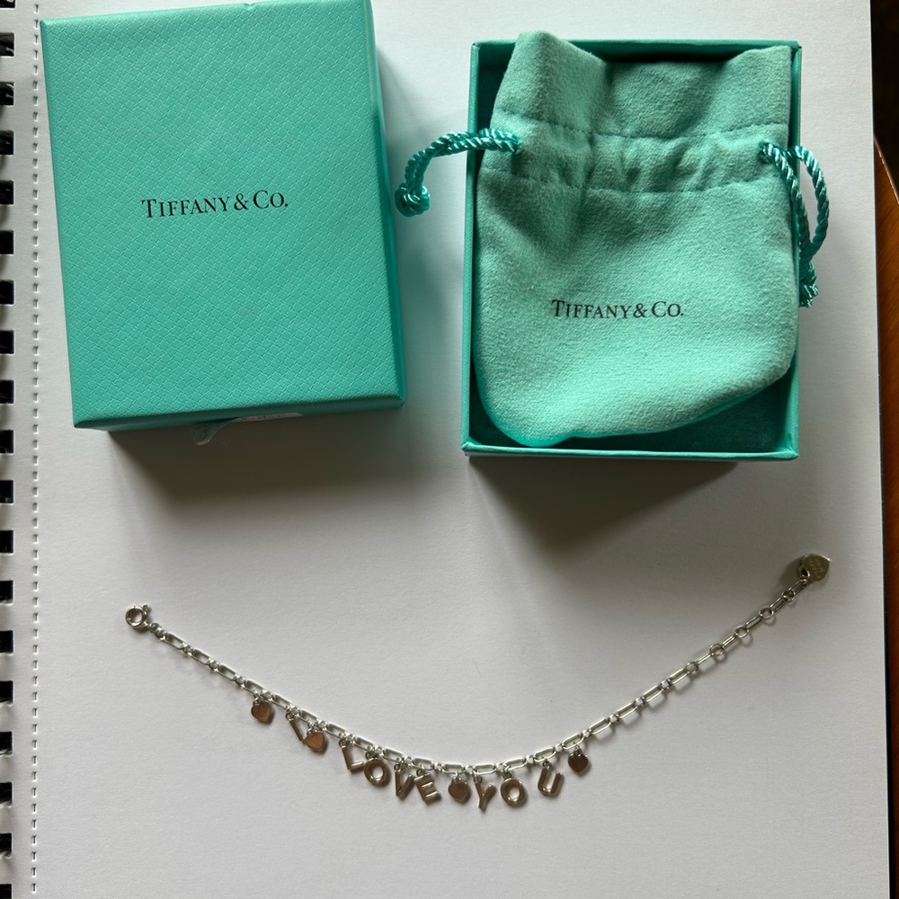 Tiffany and Co Silver I Love You charm bracelet